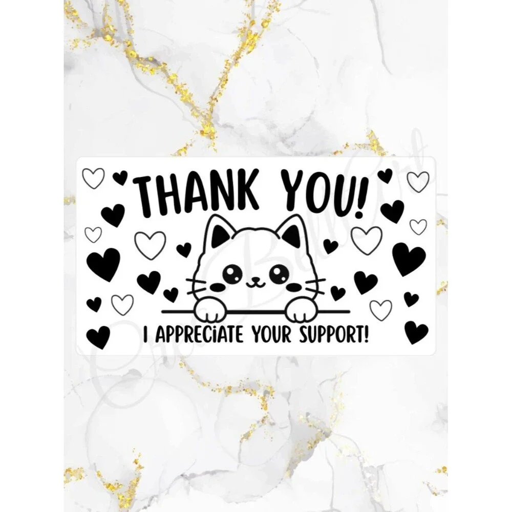 100 Cute Cat Thank You Stickers for Packaging | Small Business Labels